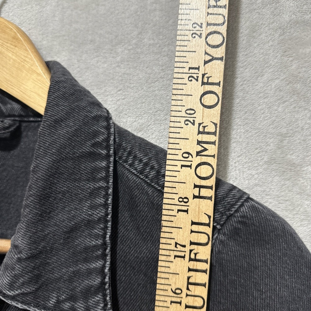 Free People Jacket Womens Size XS Black Faded Denim Button Front Cropped - Picture 7 of 8